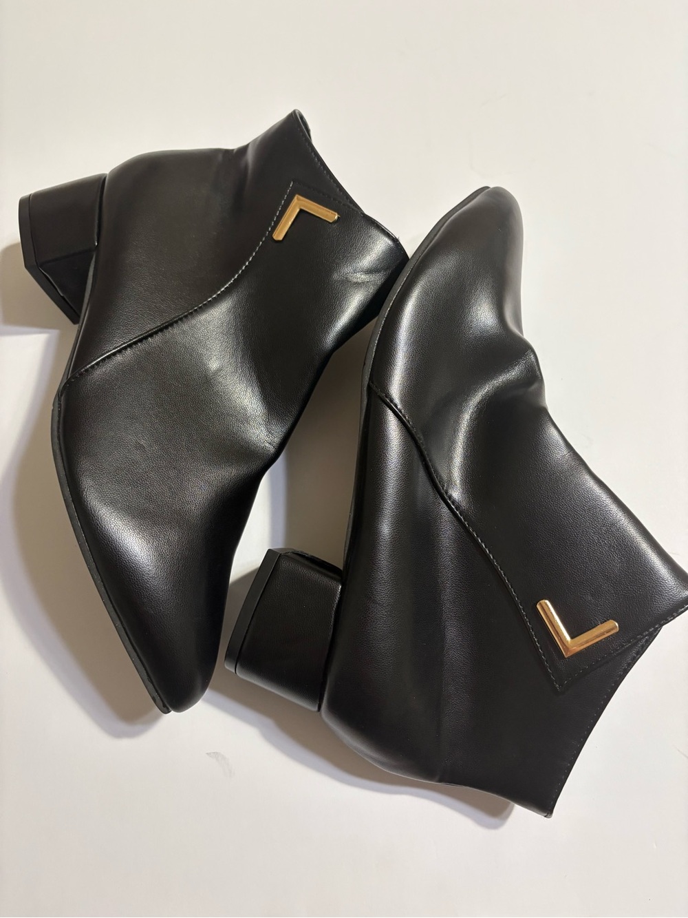 Women's Black Ankle Boots with Gold Accent